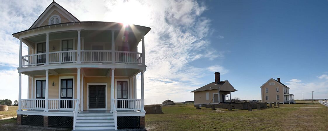 Looking south at the Senior Officers Quarters, towards the right center is the mess area and foundation of the second Senior Officers Quarters (the bakery can be seen in the distance)