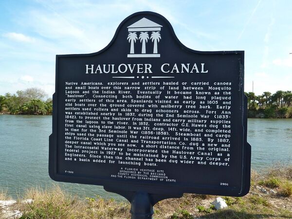 New Haulover Canal Bridge Marker, Mentions Fort Ann.