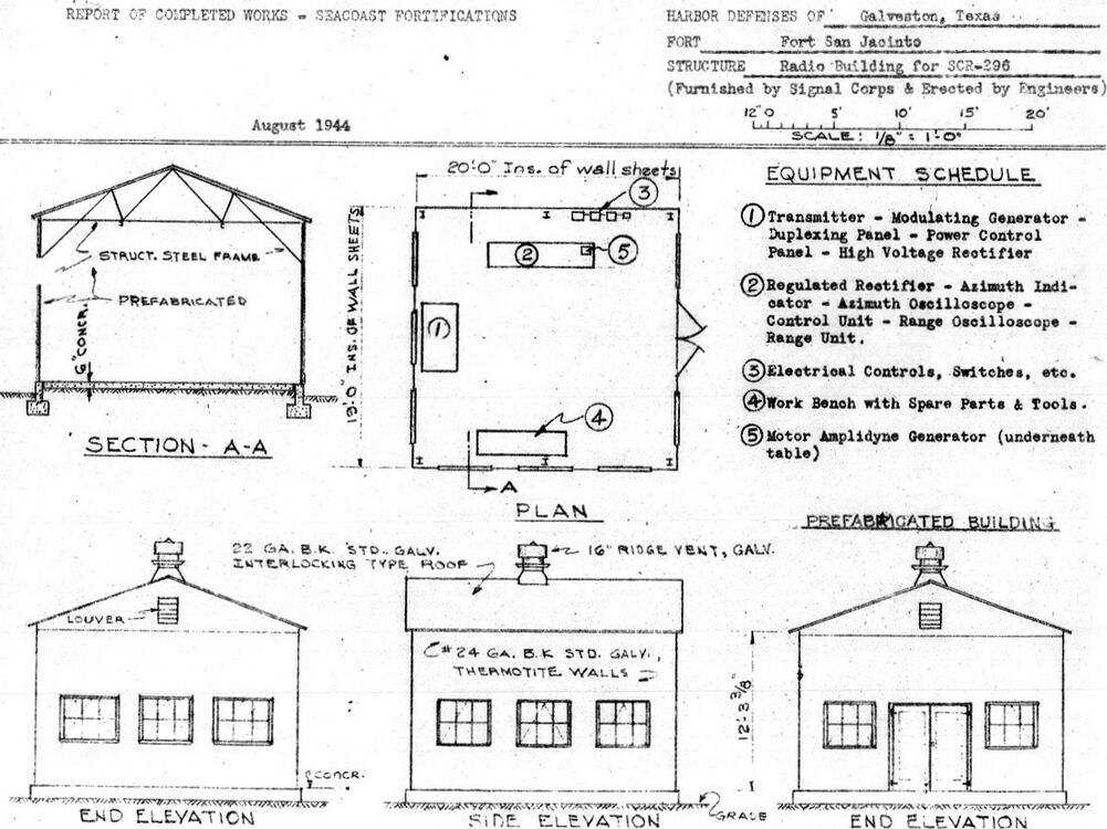Fort San Jacinto WWII SCR-296-A Radar Building Plan.