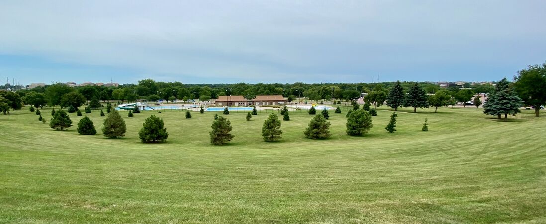 Camp Dewey Location as it appears in 2020 now Nelson Park. The railroad tracks that appear in many period pgotographs are located in back of the sports complex along the river.